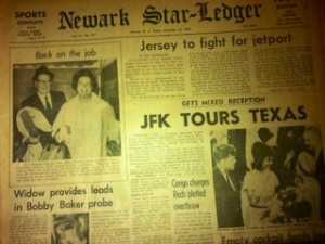 Newark Star Ledger for November 22, 1963