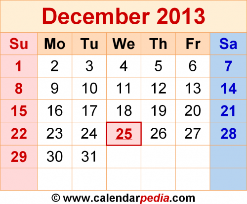 december-2013-calendar